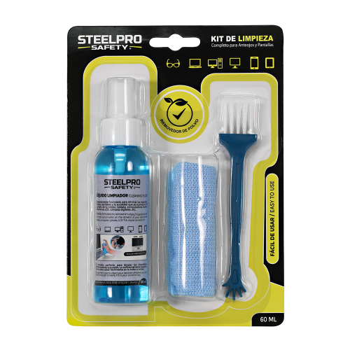 Kit de limpieza para lentes y pantallas Steelpro